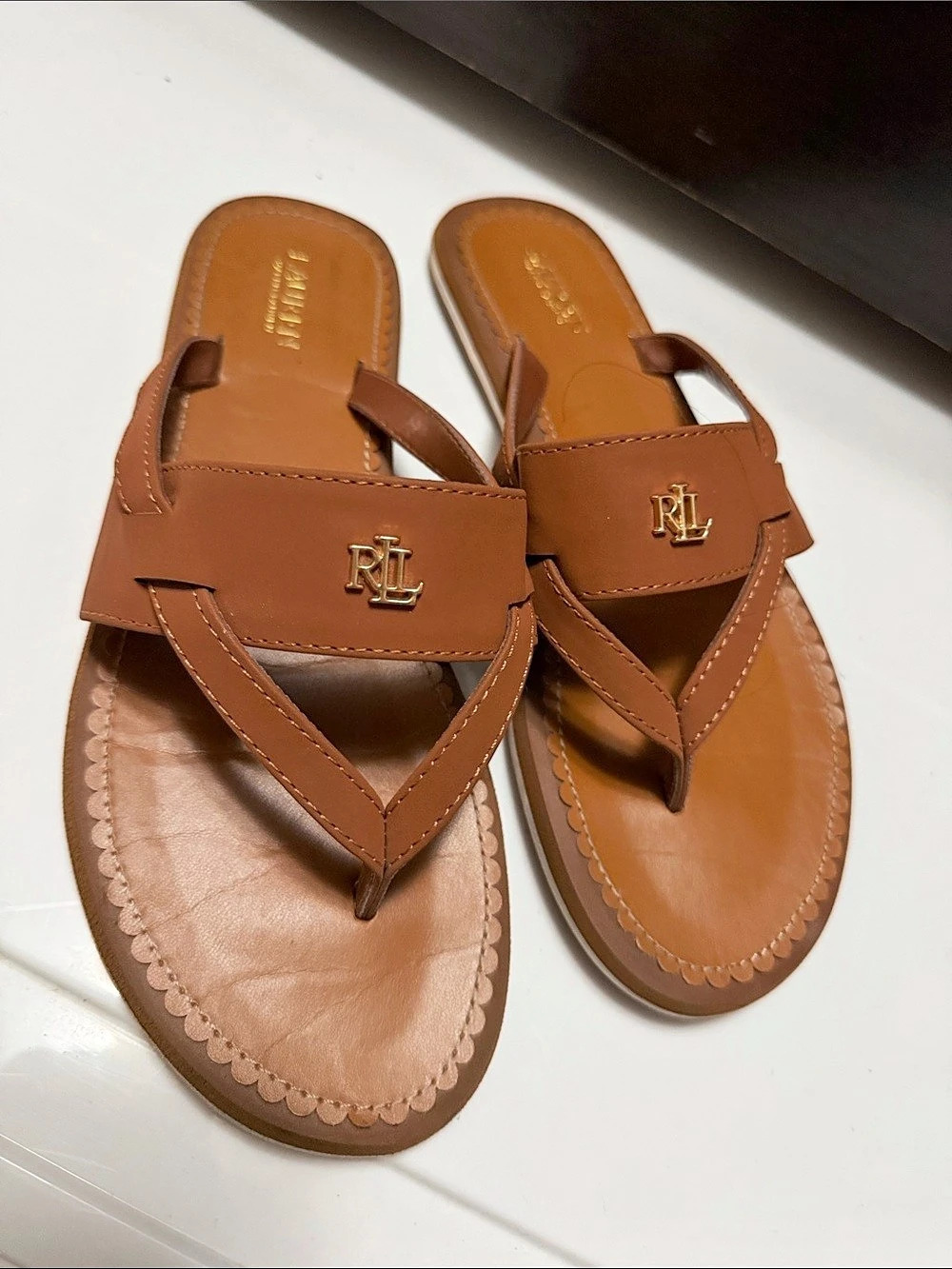 Lauren Ralph Lauren Rosalind Sandal Brown Thong Sandals